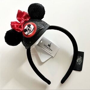 NWT Disney Parks Mickey Mouse Club Mouseketeer Minnie Black Bow Sequin Headband